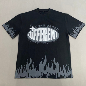 Designer personnalisé en gros T-Shirt de haute qualité sérigraphie complète 100% coton imprimé graphique à épaules tombantes pas cher - Product Image 2