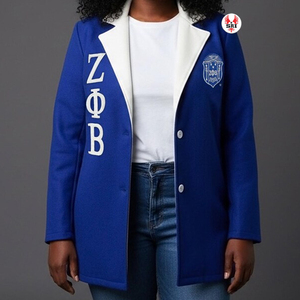 Veste Blazer Formelle à Double Bordure Doublée en Coton Biologique Personnalisée Prête à Expédier de la Sororité Grecque Zeta Phi Beta - Product Image 6