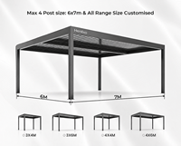 Pergola à lames orientables en aluminium OEM pour entrepreneur, personnalisable avec logo, étanche et résistante au vent, avec éclairage LED pour patio et jardin