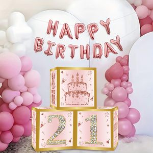 Dolce 16 ° compleanno decorazioni scatole per la ragazza sedici anni compleanno scatola di cartone rosa e oro rosa 16 ° festa decorazione - Product Image 3