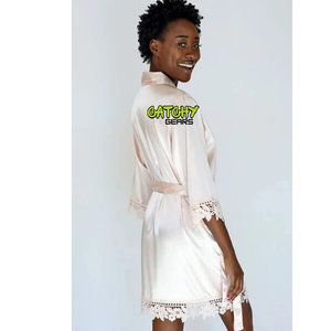 ชุดกิโมโนผ้าไหมซาตินสำหรับผู้หญิงคุณภาพสูงชุดคลุมคลุมสำหรับงานแต่งงานเจ้าสาวแบบวินเทจชุดดอกไม้สำหรับเพื่อนเจ้าสาวลูกไม้ลายจุดขนาดใหญ่พิเศษ - Product Image 6