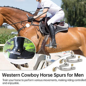 Éperons de cheval en acier inoxydable de haute qualité et robustes - Design personnalisable, logo, couleur au choix, toutes tailles, pour cavaliers professionnels, équitation - Product Image 2