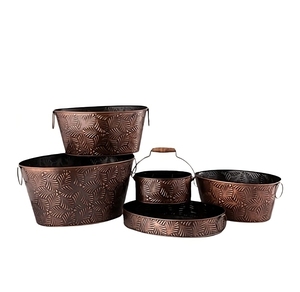 Cubo de metal galvanizado con tapa, manijas de acabado de cobre, Caddy, último diseño, barra galvanizada y herramientas de picnic, precio de fábrica - Product Image 6