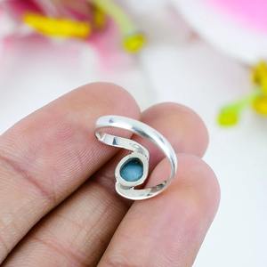 Genuine 925 Sterling Silver <b>Larimar</b> Gemstone Ring Oval Shape 6X8MM Handmade <b>Jewelry</b> Gift for Women Anniversary Ring - Product Image 6