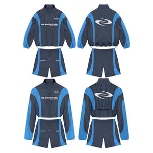 Premium Quality Custom Latest Design OEM ODM Fashionable Running Training <b>Navy</b> Blue Color Two Piece Sets Nylon Tracksuits - Product Image 1