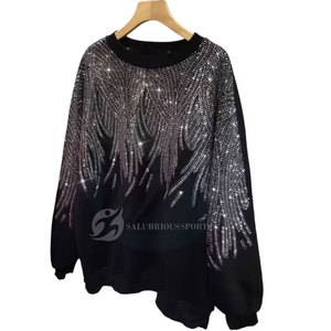 Sweat-shirt d'hiver pour homme de style nouveau avec strass en coton polaire Couleur et logo personnalisés Respirant Manches longues - Product Image 2