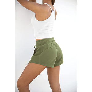 Pantalones cortos transpirables de lino para mujer, Shorts informales de entrenamiento para gimnasio, con patrón personalizado, para verano, venta al por mayor - Product Image 3