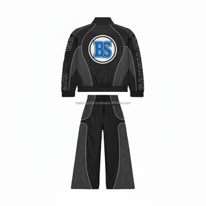 Ensemble coupe-vent en nylon imperméable de grande taille de qualité supérieure 230GSM Hommes Femmes Streetwear Veste à fermeture éclair complète Pantalon Ensemble coupe-vent - Product Image 2