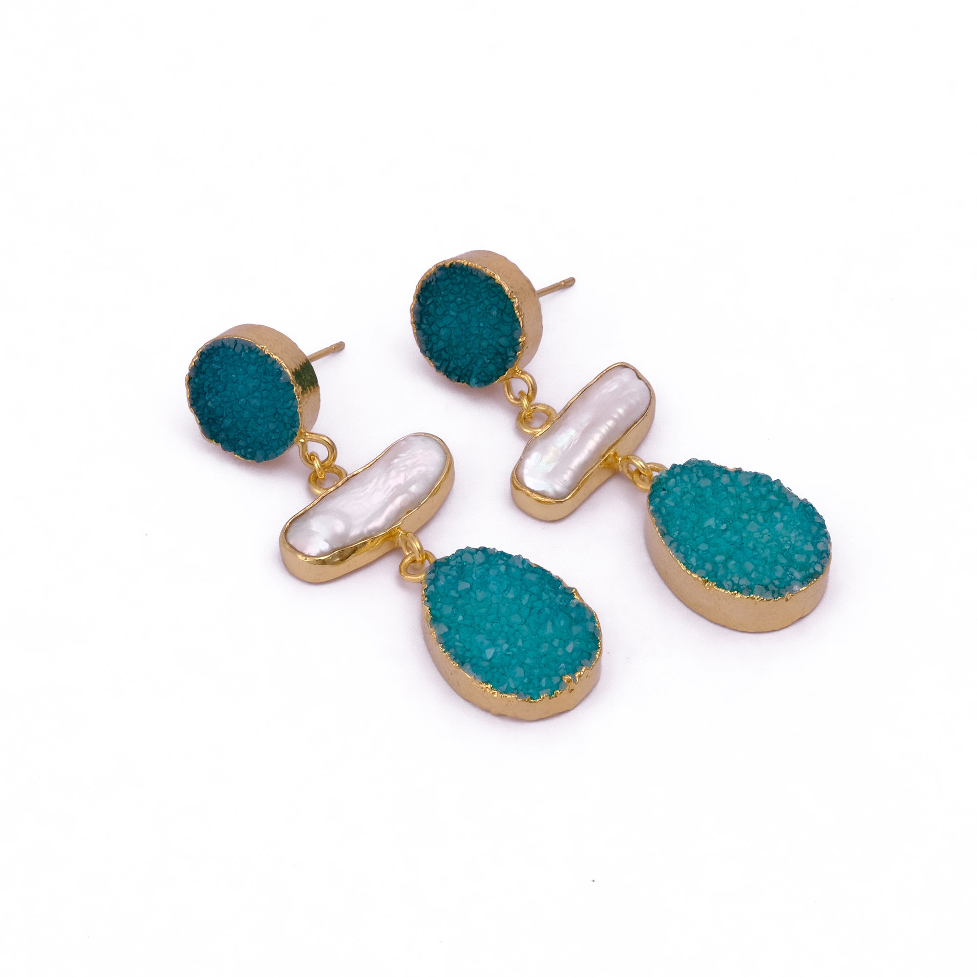 Green Druzy with Pearl