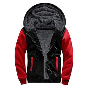 Sudadera con capucha de diseñador con cremallera completa personalizada, ropa para hombre, Sudadera con capucha roja con estampado abullonado, personalizable, 100% algodón, cremallera completa, calle - Product Image 1