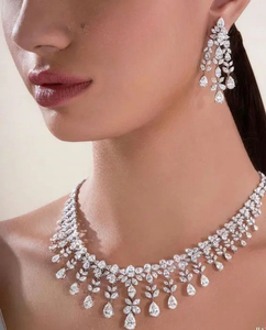 Collier en diamant blanc de luxe européen à forte demande, taille poire, cultivé en laboratoire, VS1, pour mariage, ensemble de bijoux cultivés en laboratoire - Product Image 3