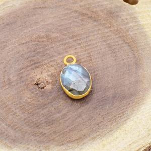 Charme en pierre de labradorite 8x10mm Pierre ovale facettée Plaqué or Petit pendentif en grenat pour la fabrication de bijoux - Product Image 5