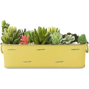 Jardinera Metálica Verde Vieira de Alta Calidad, Rectangular Larga, Decorativa, con Orificio de Drenaje, Acabado Verde Mate - Product Image 4