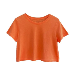 เสื้อยืดครอปทรงหลวมสไตล์ลำลอง แขนสามส่วน คอกลม สำหรับผู้หญิง ขายส่ง เป็นมิตรกับสิ่งแวดล้อม เหมาะสำหรับฤดูร้อน - Product Image 5
