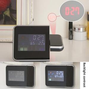 LCD Chiếu kỹ thuật số thời tiết snooze Đồng hồ báo thức với đèn nền LED màu hiển thị thời tiết dự báo - Product Image 2