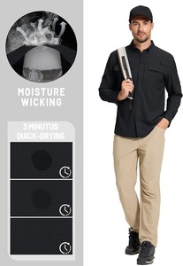 Pantalones Cortos de Pesca para Hombre, Manga Larga, Protección Solar UPF50+, Secado Rápido, con Botones y Bolsillos con Cremallera - Product Image 4