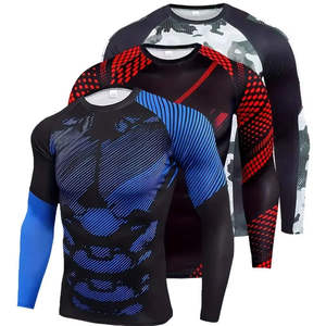 Conjunto de 2 Piezas de Camiseta Deportiva de Manga Larga y Mallas de Compresión para Hombre, Sublimación Personalizada al por Mayor, Transpirable, de Secado Rápido, Alta Calidad y Suave - Product Image 2