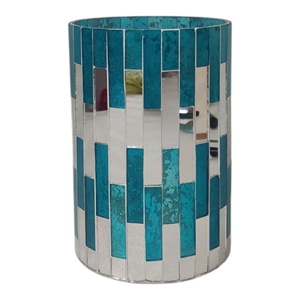 ขวดแก้วใส่เทียนสีเงินสีเทอร์ควอยซ์หรูหราดีไซน์โมเสกตกแต่งบ้านตามสั่งสำหรับงานแต่งงานคริสต์มาสเทียนอื่นๆ - Product Image 2