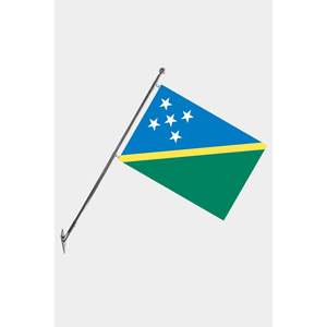 Ensemble de mât de drapeau télescopique mural des îles Salomon avec graphiques imprimés numériquement - Product Image 1