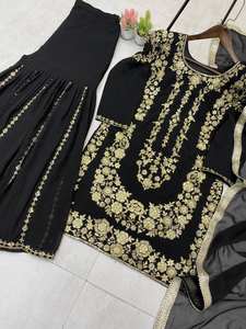 Traje Sarara de Georgette de Tres Piezas, Diseño Tradicional, con Bordado de Lentejuelas, Secado Rápido, Salwar Kameez para Fiestas - Product Image 5