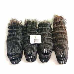 ผมต่ออินเดียแบบจัดเรียงเส้นผมตามธรรมชาติ แบบลอน ราคาขายส่ง วัสดุธรรมชาติ สีดำธรรมชาติ ไม่มีสารเคมี - Product Image 3