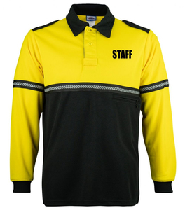 Polo à manches longues pour personnel de sécurité, polo de patrouille à deux tons avec poche zippée et bandes réfléchissantes - Product Image 5