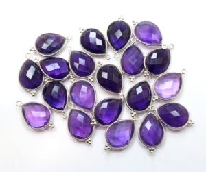 Pendentif en forme de poire à facettes en améthyste violette naturelle en argent sterling 925 13X16MM pour la fabrication de bijoux de mariage et de fête - Product Image 3