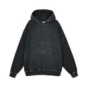 <b>Top</b> Selling Wholesale Price Men Acid Washed <b>Distressed</b> Thermal Hoodies Plus Size Acid Washed <b>Distressed</b> Hoodies - Product Image 1