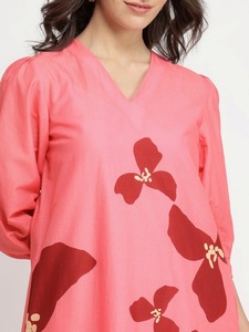 Vestido Midi indio hecho a mano de algodón puro 100% con estampado floral, ropa elegante de verano y playa para mujer, ¡gran idea de regalo! - Product Image 3