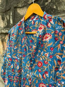 Maxi vestido de algodón orgánico hecho a mano estampado de hojas marrones sueltas fiesta India natural ropa de resort étnico Vestido largo de playa de verano - Product Image 4