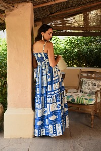 Vestido de algodón con estampado Floral de bloque de mano indio Nueva moda Casual Ropa de verano con cintura natural para bodas o regalos - Product Image 2