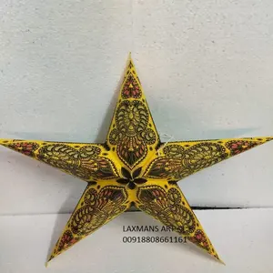 Paper star lanterns New Prints Paper Star Decorative Glitter Lamps/Lanterns Wholesale From India christmas tree star lamps