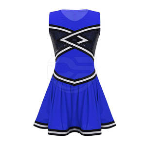 Uniformes de cheerleading pour femmes en polyester imprimé par transfert thermique, poids du tissu 220g, qualité OEM supérieure, derniers ensembles XXXS avec strass - Product Image 1