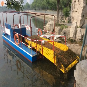 Bateau de nettoyage semi-automatique, récolteur de jacinthe d'eau, collecteur de déchets flottants, bateau de coupe d'algues pour rivières et lacs à vendre - Product Image 1