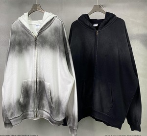 Sudaderas con capucha con cremallera lavadas con ácido desgastadas de gran tamaño Vintage grueso y ropa informal de algodón 420 GSM 100% con logotipo personalizado para hombres - Product Image 2