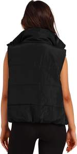 Chaleco acolchado para mujer, cuello levantado recortado, ropa de abrigo ligera acolchada, ropa de Otoño Invierno, cremallera cálida con bolsillos 2025 - Product Image 2