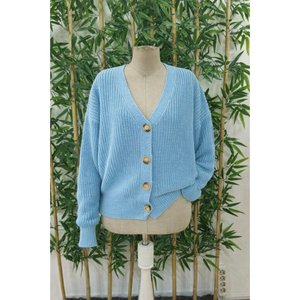 Blusa de punto con detalle de botón, 30903 - Azul - Product Image 6