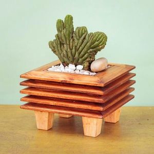 Acacia Wood Modern Design <b>Planter</b> vase Eco-Friendly Handmade Decorative Flower Vase <b>Large</b> Size Tabletop Vase Customizable Shape - Product Image 2