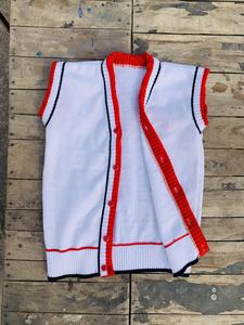 <b>Women's</b> Sleeveless Knitted <b>Cardigan</b> Vest with Cashmere V-Neck Collar Short Length Block Design - Product Image 2