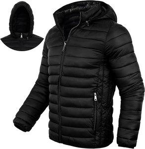 Chaqueta acolchada ligera con cuello levantado para hombre, para invierno, cálida, repelente de agua y nieve, con cierre de cremallera, bolsillos, directo de fábrica - Product Image 1