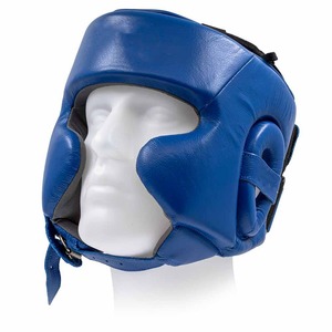 Casque de boxe bleu en cuir PU, équipement de protection pour l'entraînement et le sparring - Product Image 1