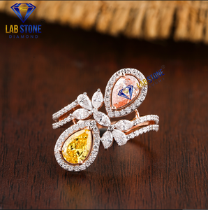 1.68 TDW F.P. & F.Y. Poire, Marquise, Bague Diamant Coupe Ronde Or Rose 18K Réglage Personnalisé Cvd/Hpht Diamant Lab Stone - Product Image 1