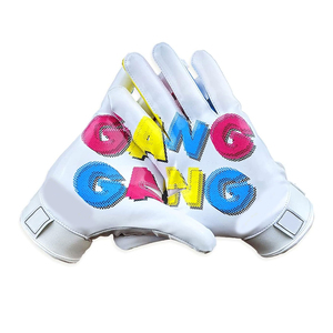 Gants de football américain de qualité supérieure, taille plus, nouveau logo personnalisé imprimé, gants de receveur, adhérence, meilleur prix pas cher, entraînement, jeux - Product Image 5