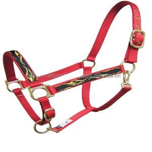 Cabestro de nailon hecho a mano, diseño duradero, hecho a mano, en muchos colores, con diseño de llama impresa, hardware de latón - Product Image 1