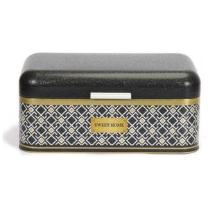 209 x 365 x 120 mm Black Bread Box 9L Hinged Lid Rectangular <b>Food</b> <b>Storage</b> <b>Container</b> Seamless Pattern Design Geometric Lines - Product Image 1