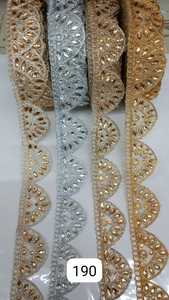 Dentelles brodées artisanales de qualité supérieure en tissu dupion, résistantes à l'eau, sur mesure pour les bordures, les robes de mariée, les lehengas et les saris - Product Image 5