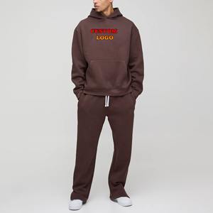 High-Quality 100% Cotton Streetwear Oversized pullover men's Tracksuit custom Screen Printed logo oversized <b>hoodie</b> & trouser set - Product Image 4