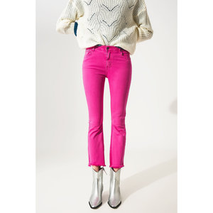 Jeans a Zampa Fucsia da Donna con Orlo Grezzo, Stile Bootcut Dritto, Streetwear Casual, Vestibilità Aderente, Taglia XL, Denim Traspirante Stampato - Product Image 2