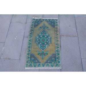 Alfombra pequeña vintage de 1.7x2.9 pies, alfombra abstracta azul turca - Product Image 1