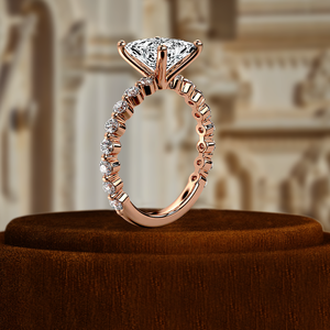 Anillo de Compromiso Solitario con Diamante Cultivado en Laboratorio, Corte Princesa, 1 Quilate, Certificado IGI, Oro Amarillo de 14k, Engaste Pavé, Anillo de Boda para Aniversario - Product Image 6